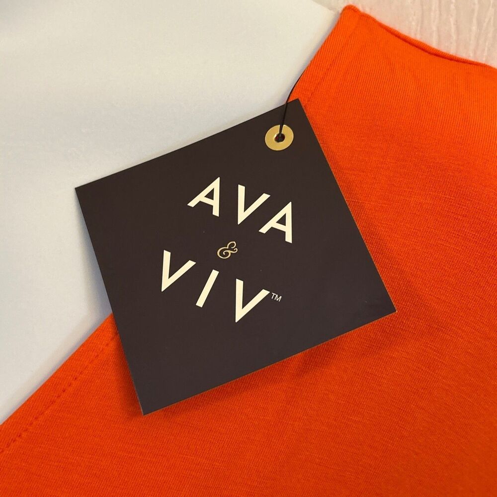 Ava & Viv Plus Size 1X Orange V Neck Dolman Short Sleeve Dress NWT - Picture 16 of 16